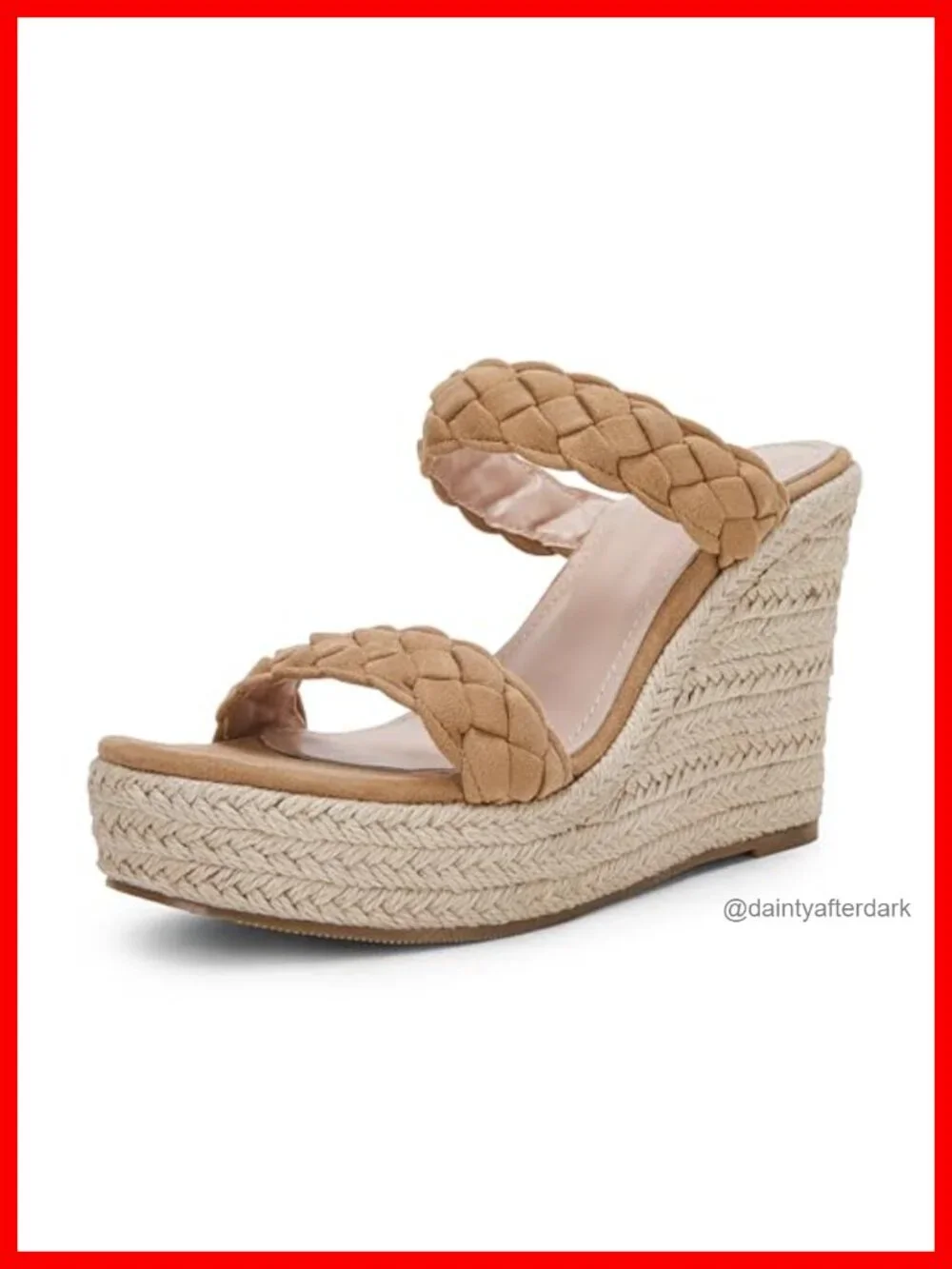 Woven Espadrille Wedge Platform Slide Sandals Suede Leather Cushioned